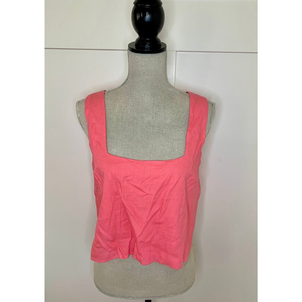 Show Me Your Mumu Tara Crop Top in Pink Large Lined Pullover Beach Summer